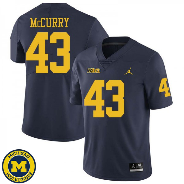 Men's Michigan Wolverines #43 Jake McCurry Navy Jordan Brand College Game Jersey